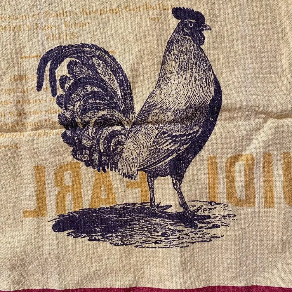 Williams-Sonoma Yellow & Red Rooster Tea Towel‎ 100% Cotton Made In Moldova